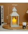 LED-lykta med flameffekt - Vit, fyrkantig, batteri, IP54 inomhus/utomhus
