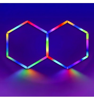 Hexagon RGBIC 2 fält komplett set - 37W. inklusive bluetooth-kontroller och strömförsörjning