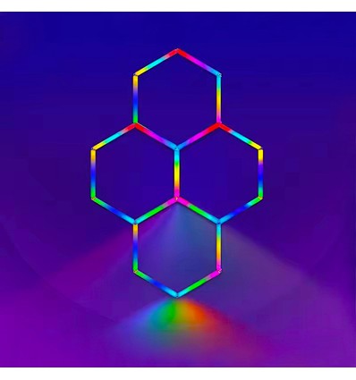 Hexagon RGBIC 4 fält komplett set - 64W. inklusive bluetooth-kontroller och strömförsörjning