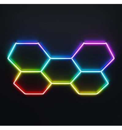 Hexagon RGBIC 5 fält komplett set - 80W. inklusive bluetooth-kontroller och strömförsörjning