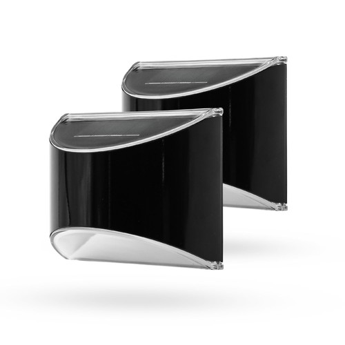 2x MIVO Solcell vägglampa LED - Svart, Snygg vägg-effekt, utomhus