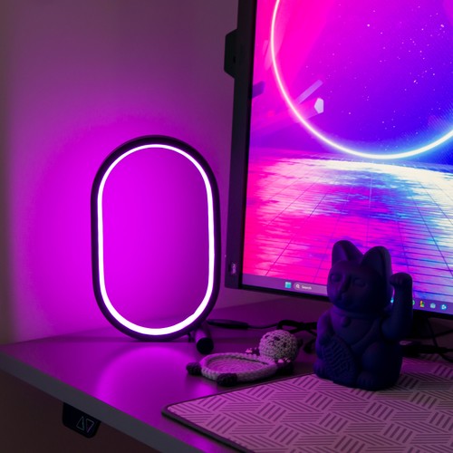 Ellipsformad RGBIC-lampa - 25x15 cm, 10W, fjärrkontroll, USB