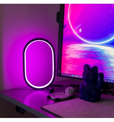 Ellipsformad RGBIC-lampa - 25x15 cm, 10W, fjärrkontroll, USB