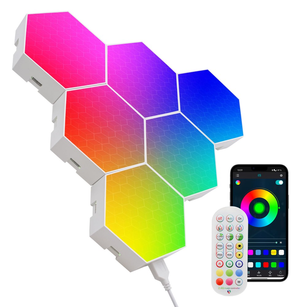 10 St. Rgbic Hexagon Vagglampa Set