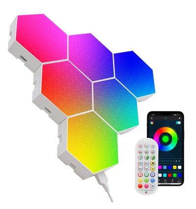 10 st. RGBIC Hexagon Vägglampa - Set