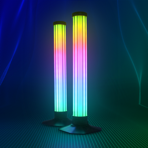 2-pack ambient gamer bordslampor - RGB löpande ljus, 360° effekt, 33 cm