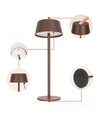 Uppladdningsbar LED-bordslampa - Brun, touch dimbar, IP54