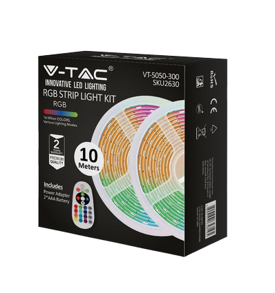 10m (2x5m) RGB strip set - inkl. fjärrkontroll och strömförsörjning, 4,8W/m, IP20