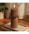 LED timglasljus 23cm, flammeffekt, brun - Ø7,5cm, timer