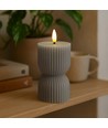 LED timglasljus 13,5cm, flammeffekt, grå - Ø7,5cm, timer