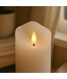 Sätt LED Blockljus 10cm hög, flameffekt, vit - Ø7,5cm, 10/12,5/15cm hög, fungerar m. fjärrkontroll, timer, äkta stearin
