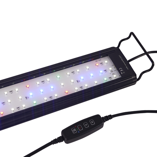 60-75 cm akvarium armatur - 16W LED, vit/blå/röd/grön, justerbar längd, IP66