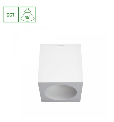 Chloe utanpåliggande 7W - CCT, 230V, 45°, IP20, UGR19, Ø90x100mm, vit, kvadratisk
