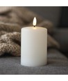 LED Blockljus 10cm hög, smält-look, flameffekt - Ø7,5cm, 10cm hög, fungerar m. fjärrkontroll, äkta stearin