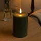 LED blockljus 10cm, smält-look, flammeffekt - Ø7,5cm, grön