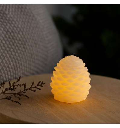 LED Kotte ljus, blinkande flameffekt, vit - Höjd 8cm, Ø6cm, äkta stearin