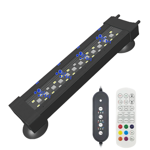 30 cm akvarie armatur - 10W, kan bruges med luftpumpe, RGB+NW, IP68