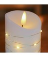 LED Blockljus med ljusslinga, 15 cm hög, flameffekt - Ø7,5 cm, 15 cm hög, fungerar m. fjärrkontroll, äkta stearin
