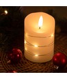 LED Blockljus med ljusslinga, 10cm hög, flameffekt - Ø7,5cm, 10cm hög, fungerar m. fjärrkontroll, äkta stearin