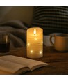 LED Blockljus med ljusslinga, 12,5 cm hög, flameffekt - Ø7,5 cm, 12,5 cm hög, fungerar m. fjärrkontroll, äkta stearin