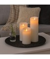 LED Blockljus XL, 3 st, Ø10cm, 17,5/22,5/30cm hög, rörlig låga, vit - Inkl. fjärrkontroll och timer, äkta stearin