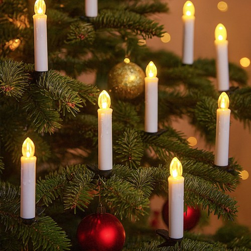 10-pack LED-julbelysning inkl. fjärrkontroll - Batteri, timerfunktion, trådlös, hållare för julgran