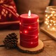 LED blockljus med ljuskedja, 12,5cm, flammeffekt - Ø7,5cm, röd