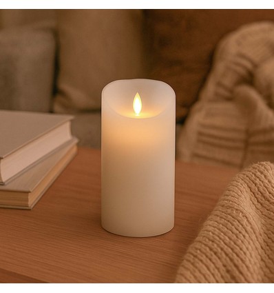 LED XL blockljus 17,5cm, flammeffekt, vit - Ø10cm