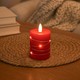 LED blockljus med ljuskedja, 10cm, flammeffekt - Ø7,5cm, röd