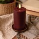 LED blockljus 12,5cm, smält-look, flammeffekt - Ø7,5cm, bordeauxröd