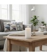 LED Blockljus 12,5cm hög, smält-look, flameffekt - Ø7,5cm, 12,5cm hög, fungerar m. fjärrkontroll, timer, äkta stearin