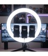 LED Ring light med stativ - 55W, Ø44cm, 3 telefonhållare, fjärrkontroll, 3200K-5800K