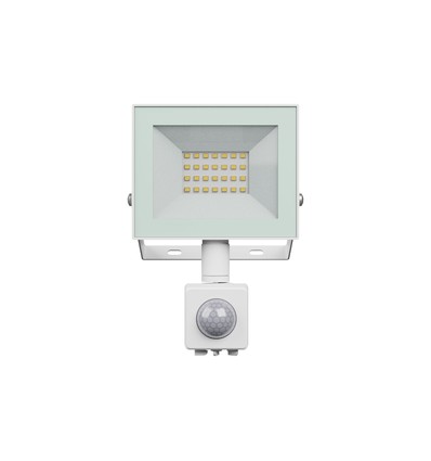 Noctis Lux projektor 20W - varmvit, 230V, IP44, 116x174x53mm, vit, med PIR-sensor
