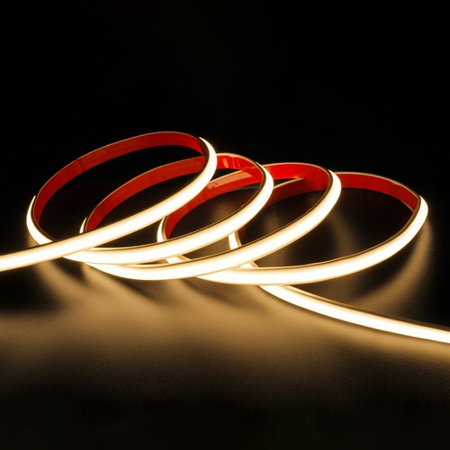 5 m vattentät slim COB strip - 230V, IP67, 296 LED/m, 9W/m, tejp på baksidan