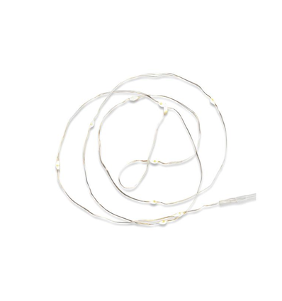 Outlet: Mini batteri ljusslinga i silver med 20 LED ljus