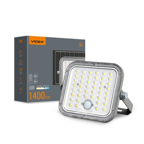 LED solcellprojektör - med rörelsesensor, 5000K