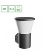 Stella vägglampa 6W GU10 - rund, CCT, 230V, 270°, IP44, IK08, 155x160x230mm, svart, rund fasadarmatur