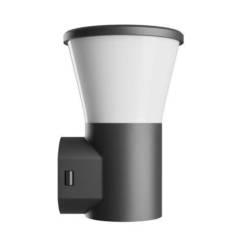 Stella vägglampa 6W GU10 - rund, CCT, 230V, 270°, IP44, IK08, 155x160x230mm, svart, rund fasadarmatur