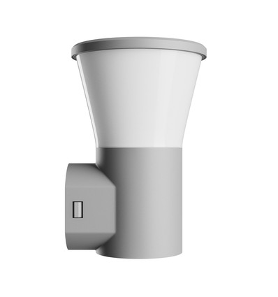 Stella vägglampa 6W GU10 - rund, CCT, 230V, 270°, IP44, IK08, 155x160x230mm, grå, fasadarmatur