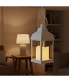 LED lykta - Vit, fyrkantig, batteri, IP54 inomhus/utomhus