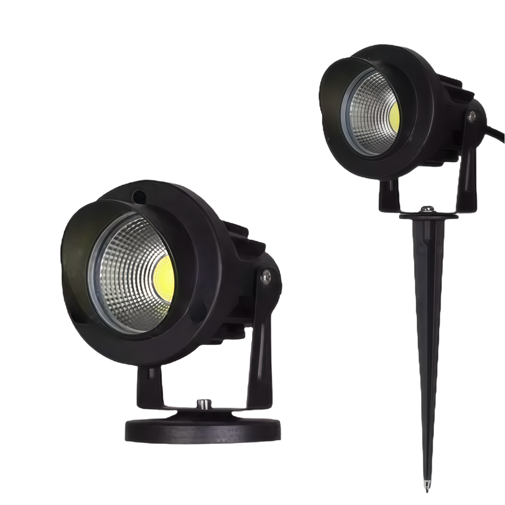 6W LED trädgårdslampa - Svart, med spjut, IP65, 12-24V - Färg på chassi : Svart, Kulör : Varm