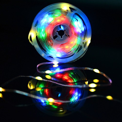 5 m RGBIC LED ljusslinga - 50 LED, klar kabel, fjärrkontroll + bluetooth, 5V USB