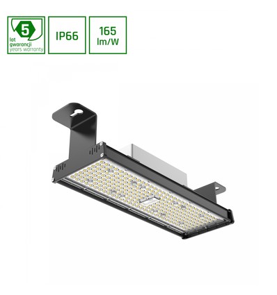 Liniar High Bay 75W, för hallgång - neutral vit, riktad, 60x90°, IP66, IK10, 1-10v dimbar