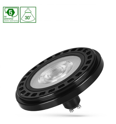 Ar111 LED 20W GU10 - 230V, cob, 30°, neutralvit, ra90, premium, svart, Spectrum