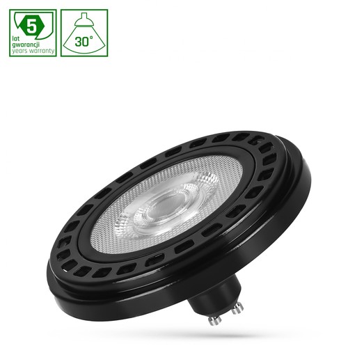20W AR111 GU10 LED lampa, RA90 - 30°, svart hölje, 2700K, 1600lm, 5 års garanti