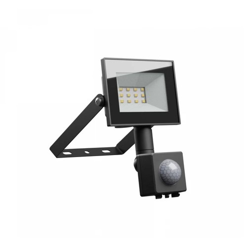 10W strålkastare med sensor - Svart, PIR-sensor, IP44, 230V, Spectrum