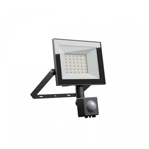 Noctis Lux 4 strålkastare 30W - varmvit, 230V, IP44, 141x185x53mm, svart, PIR-sensor