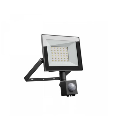 30W strålkastare med sensor - Svart, IP65, PIR-sensor, 230V, Spectrum