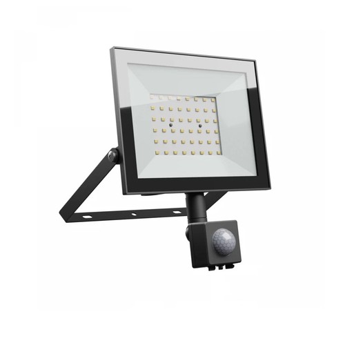 50W strålkastare med sensor - Svart, IP65, PIR-sensor, 230V, Spectrum