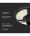 Vt-65w LED 10w - solcellsdriven, rund, trädgårdslampa, med sensor, RF-fjärrkontroll, 4000k, IP65